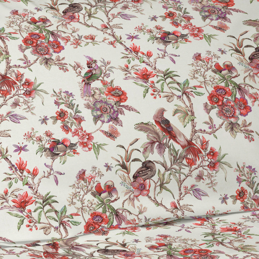 Completo Lenzuola Copriletto in Percalle di Cotone - Birds Garden