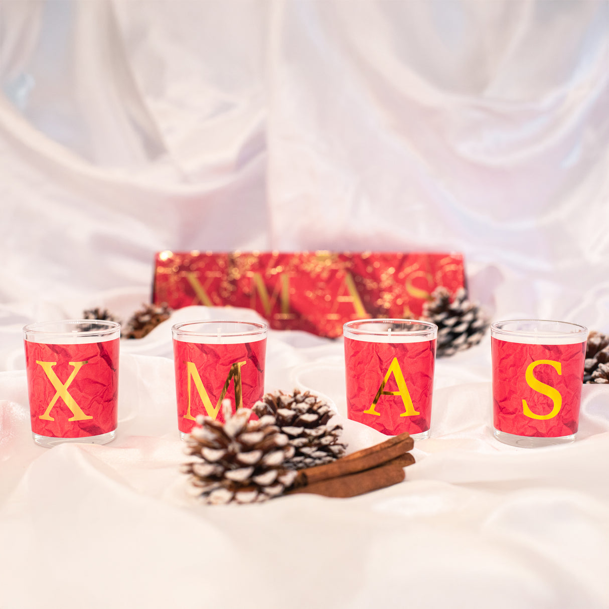 Kit 4 Candele Profumate Fragranza Natalizia - Xmas