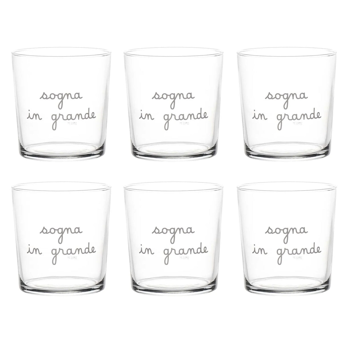 Set 6 Bicchieri in Vetro Temperato Serigrafati - Sogna in Grande