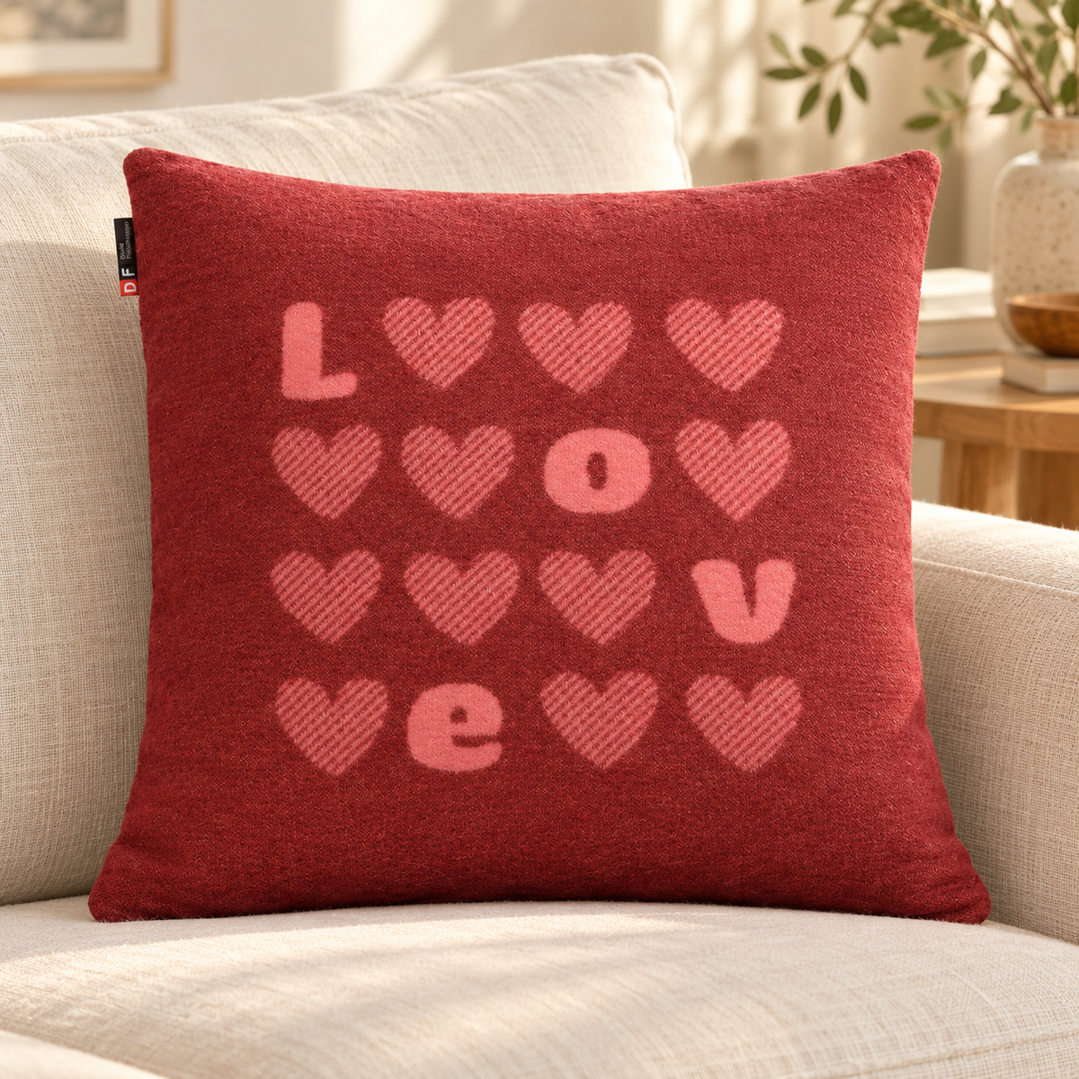 Copricuscino in cotone Fantasia - Love