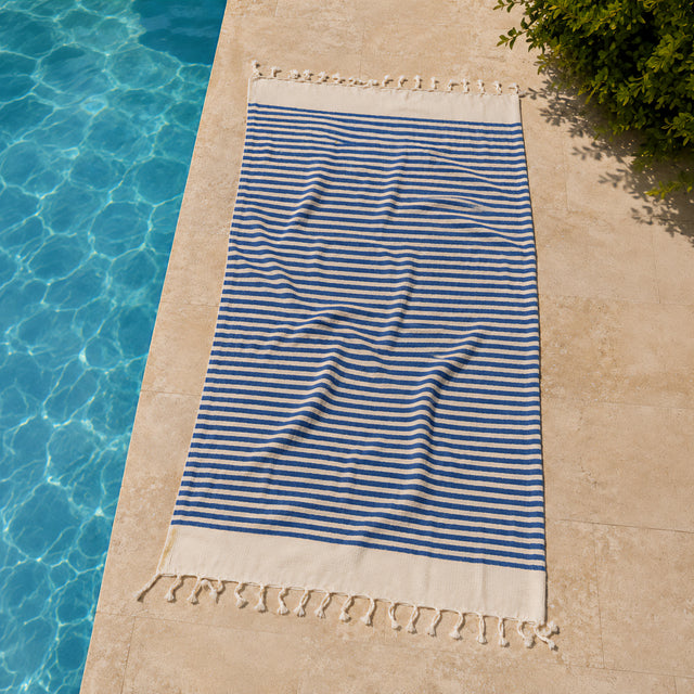 Telo Mare in Fouta di Puro Cotone a Righe Larghe - Alma