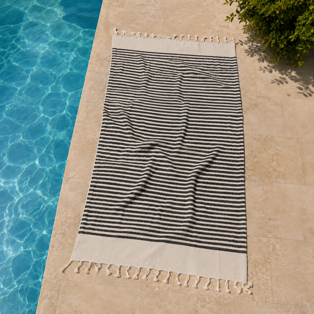 Telo Mare in Fouta di Puro Cotone a Righe Larghe - Alma