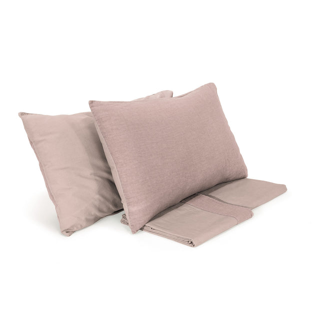 Completo Copripiumino Cotone e Lino StoneWashed No Stiro - Loira