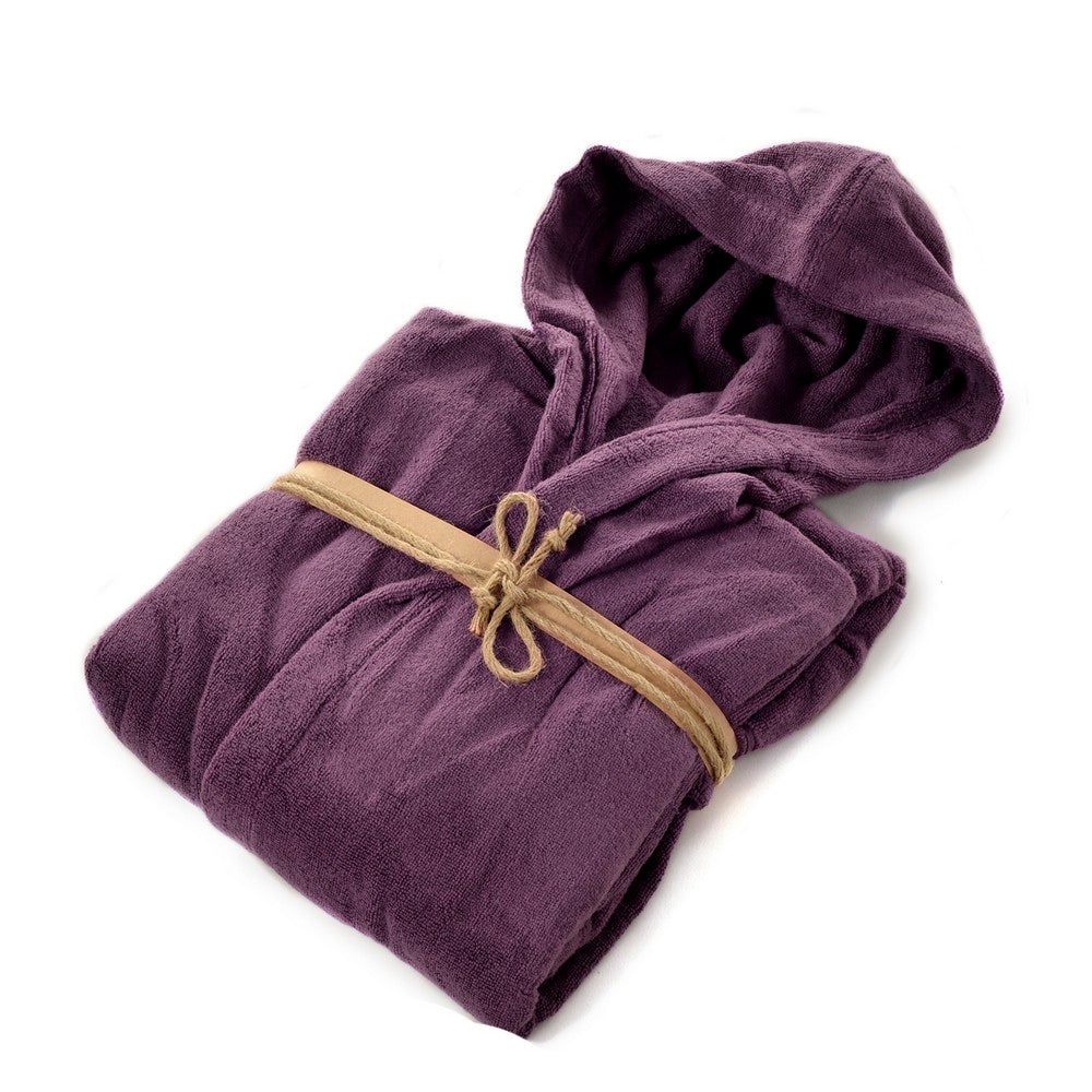Accappatoio in Spugna di Cotone con Cappuccio - Coccola Accappatoio Fazzini SMALL Melanzana