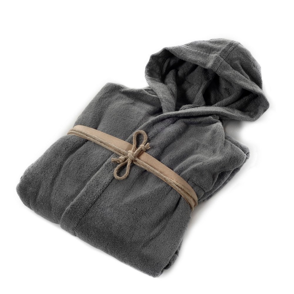 Accappatoio in Spugna di Cotone con Cappuccio - Coccola Accappatoio Fazzini SMALL Piombo