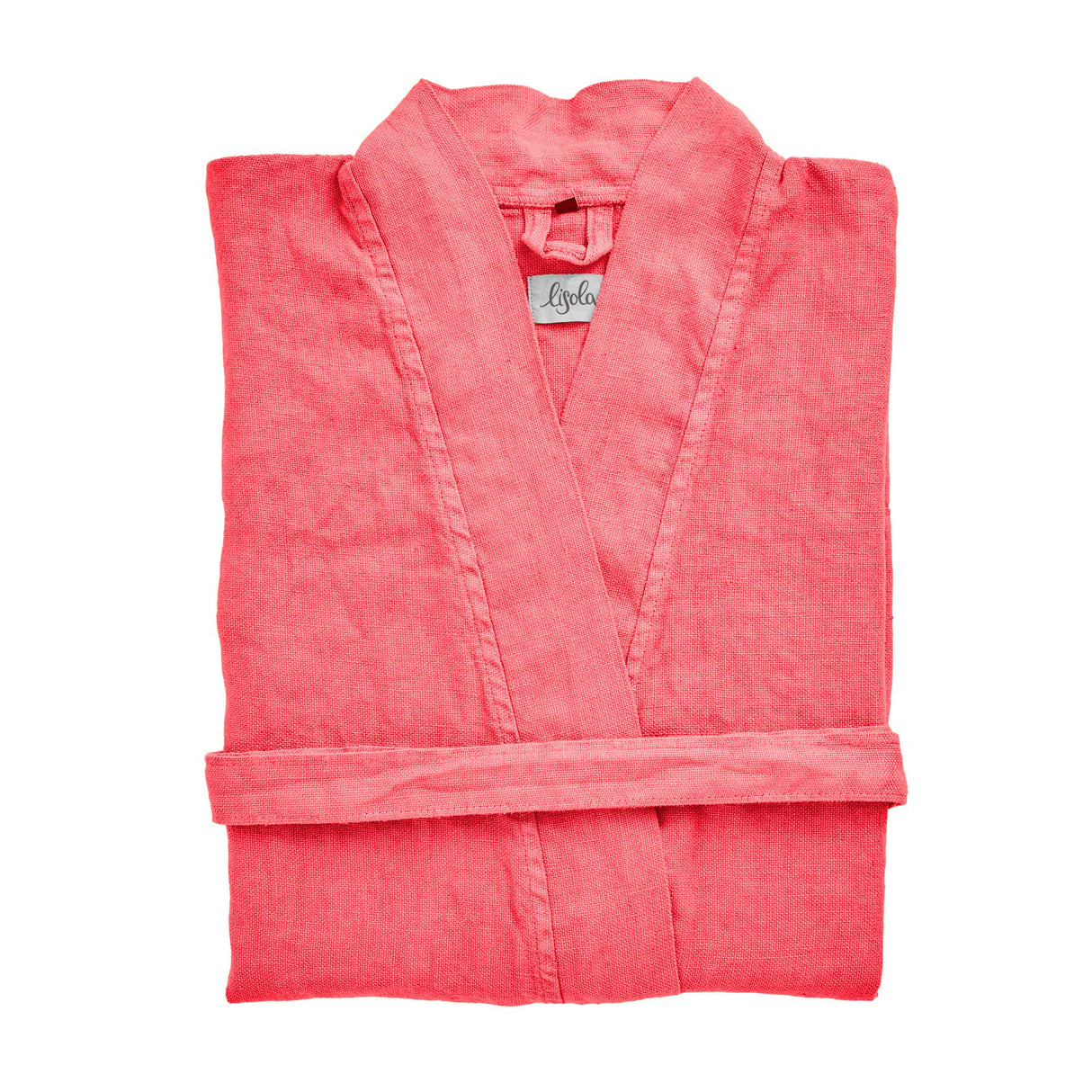 Accappatoio Kimono in Panamà di Puro LINO - Panamà Accappatoio Lisola Rosso (Begonia) Small/Medium