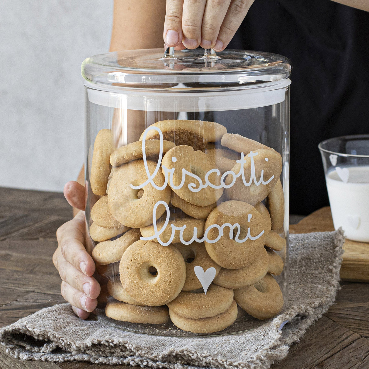 Barattolo in Vetro Borosilicato Serigrafato - Biscotti Buoni Barattolo Simple Day