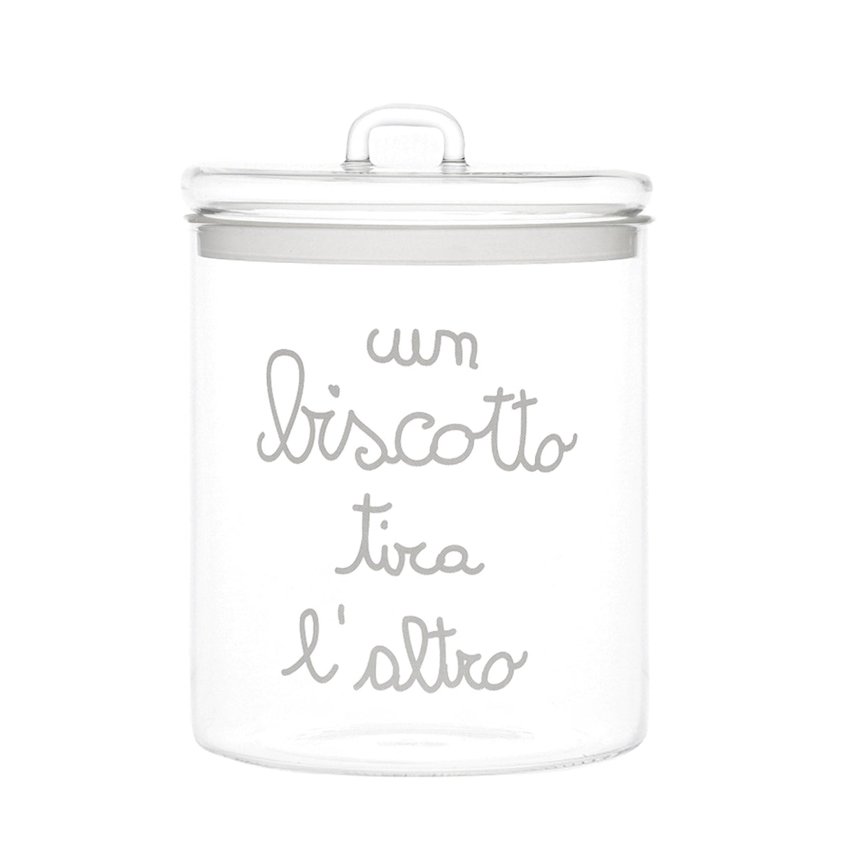 Barattolo in Vetro Borosilicato Serigrafato - Un Biscotto Tira L'Altro Barattolo Simple Day Bianco