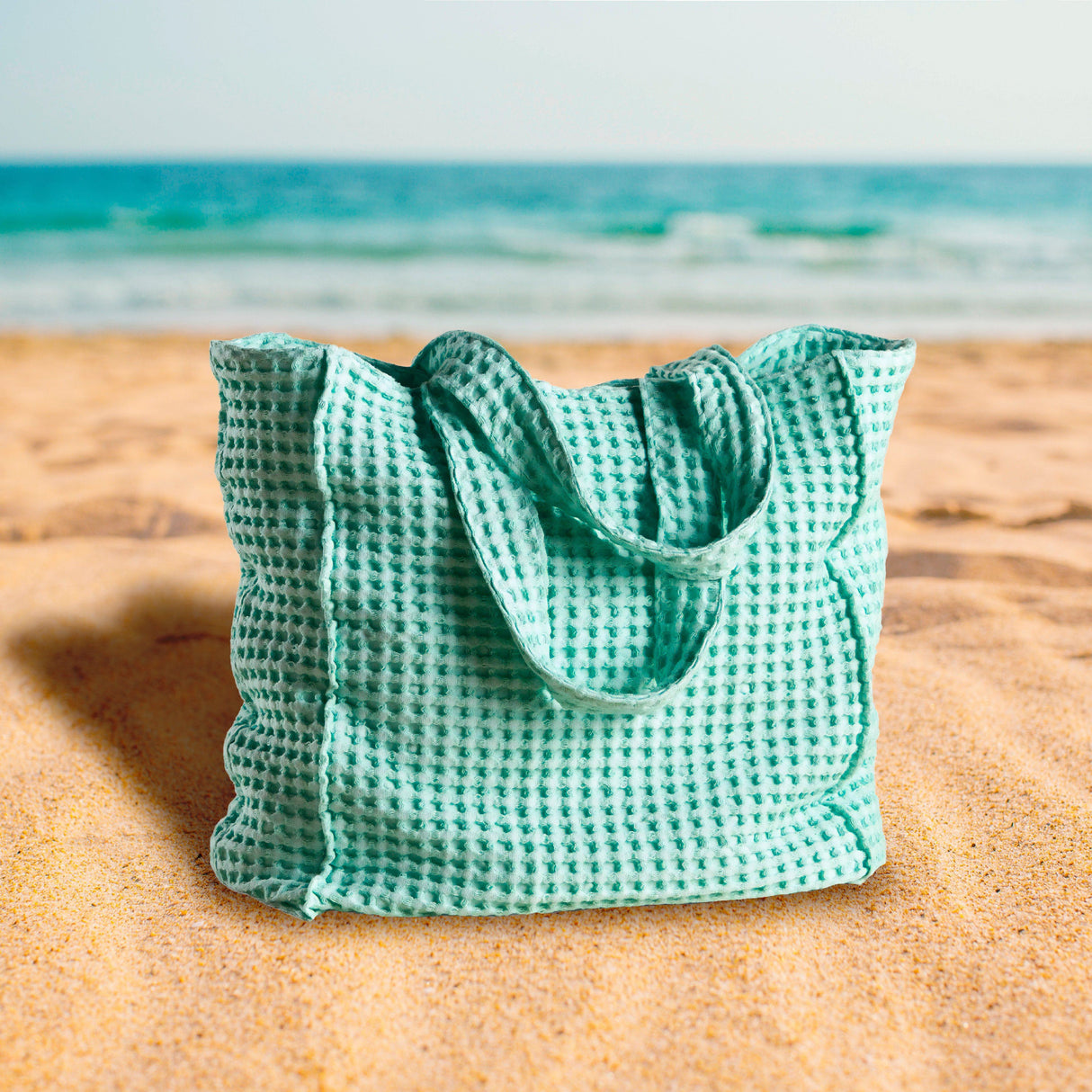 Borsa Mare in Puro Cotone a Nido d'Ape Tinto in Capo - ONDA Borsa Mare Biancoperla