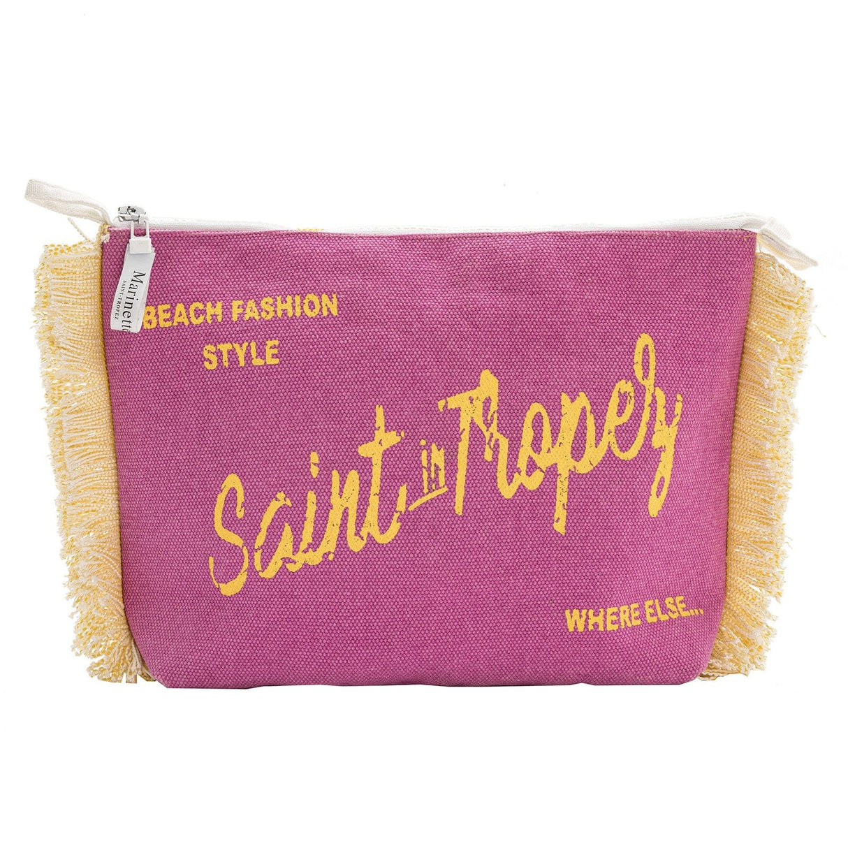 Borsa Mare o Trousse in Puro Cotone Fantasia Stampata - Icone Borsa Mare Marinette Saint-Tropez Trousse Giallo/Fucsia