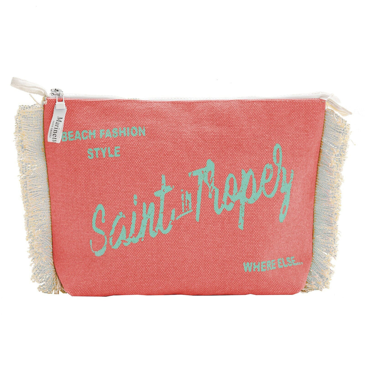 Borsa Mare o Trousse in Puro Cotone Fantasia Stampata - Icone Borsa Mare Marinette Saint-Tropez Trousse Pompelmo/Turchese