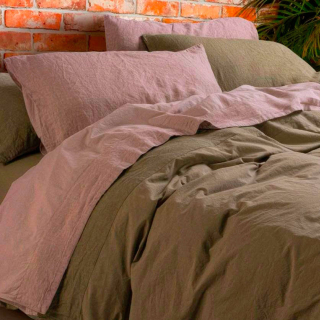 Completo Lenzuola Cotone e Lino StoneWashed No Stiro - Loira Lenzuola Lisola