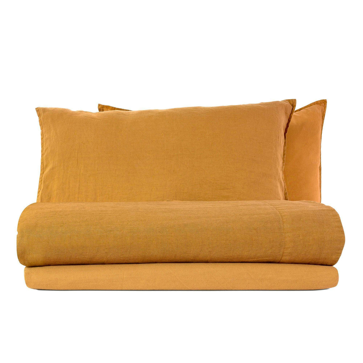 Completo Lenzuola in Lino StoneWashed No Stiro - Exclusive Lenzuola Lisola Singola Ambra
