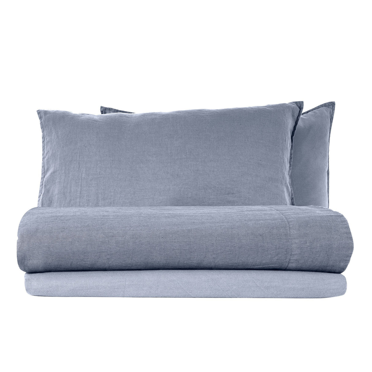 Completo Lenzuola in Lino StoneWashed No Stiro - Exclusive Lenzuola Loft by BiancoPerla Singola Azzurro (Regolo)