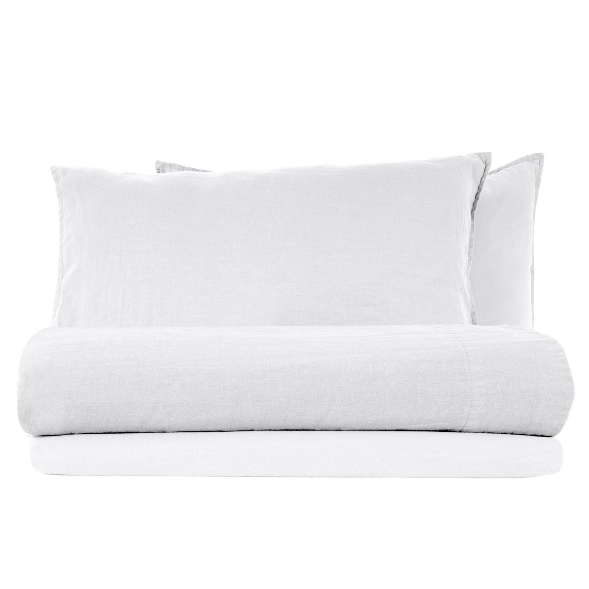 Completo Lenzuola in Lino StoneWashed No Stiro - Exclusive Lenzuola Loft by BiancoPerla Singola Bianco