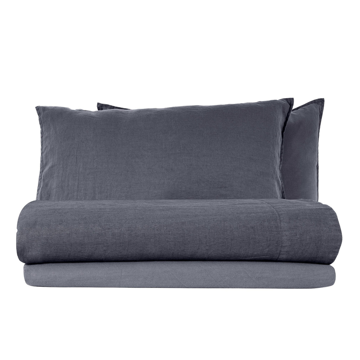 Completo Lenzuola in Lino StoneWashed No Stiro - Exclusive Lenzuola Loft by BiancoPerla Singola Blu (Denim)