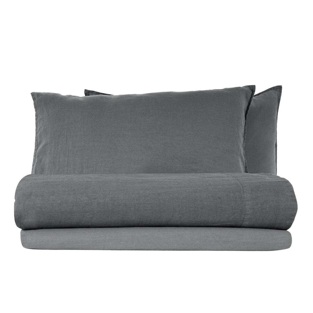 Completo Lenzuola in Lino StoneWashed No Stiro - Exclusive Lenzuola Loft by BiancoPerla Singola Grigio (Grisaglia)