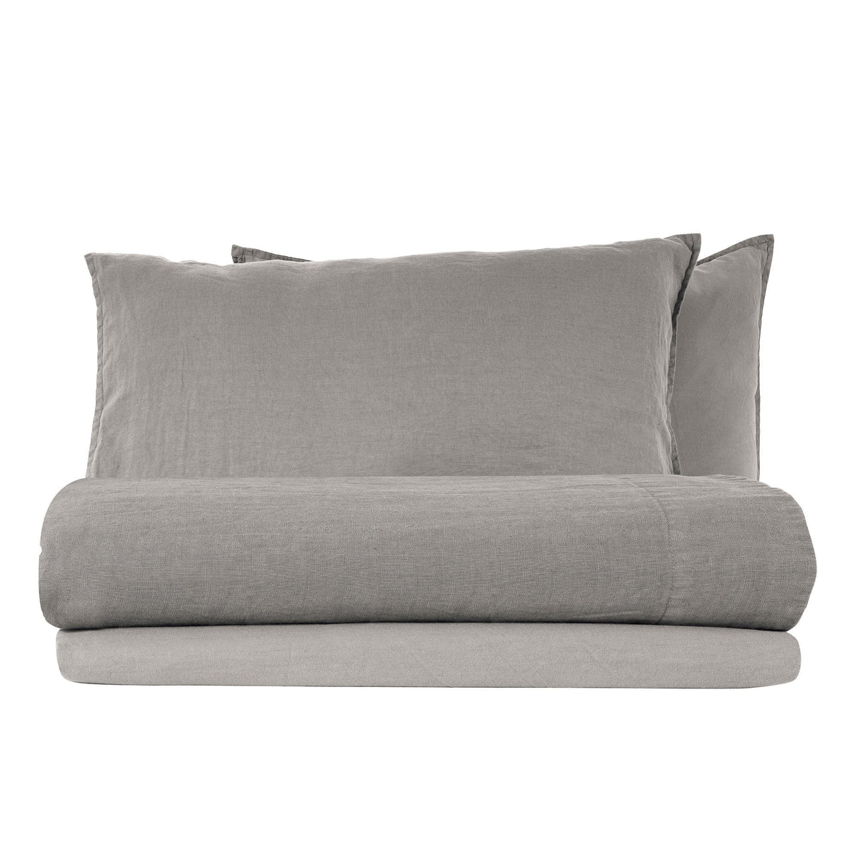 Completo Lenzuola in Lino StoneWashed No Stiro - Exclusive Lenzuola Loft by BiancoPerla Singola Grigio (Prisma)