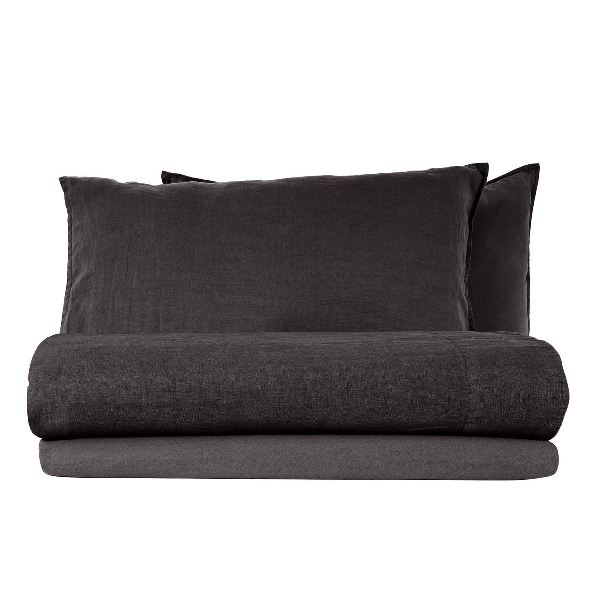 Completo Lenzuola in Lino StoneWashed No Stiro - Exclusive Lenzuola Loft by BiancoPerla Singola Nero