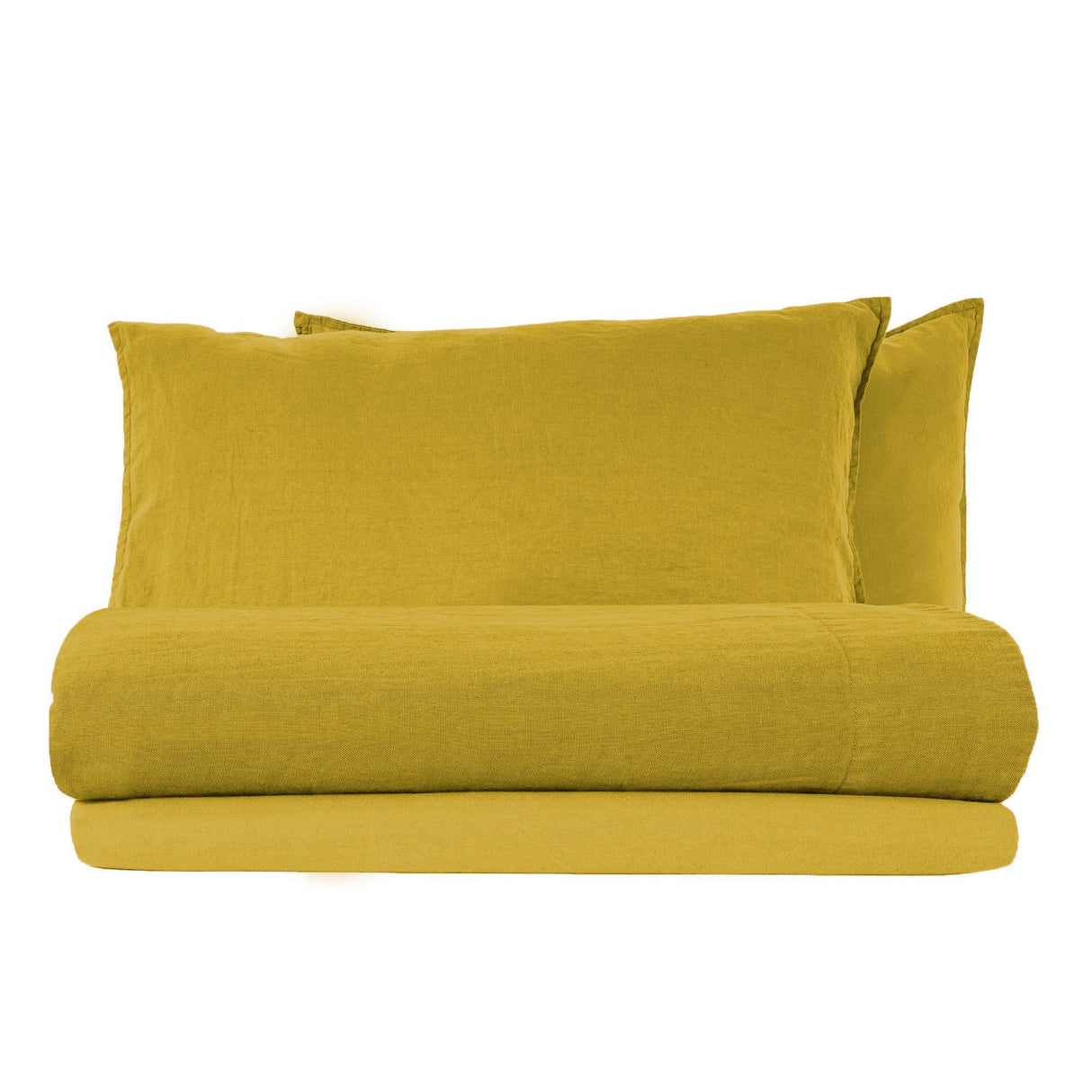 Completo Lenzuola in Lino StoneWashed No Stiro - Exclusive Lenzuola Lisola Singola Oro