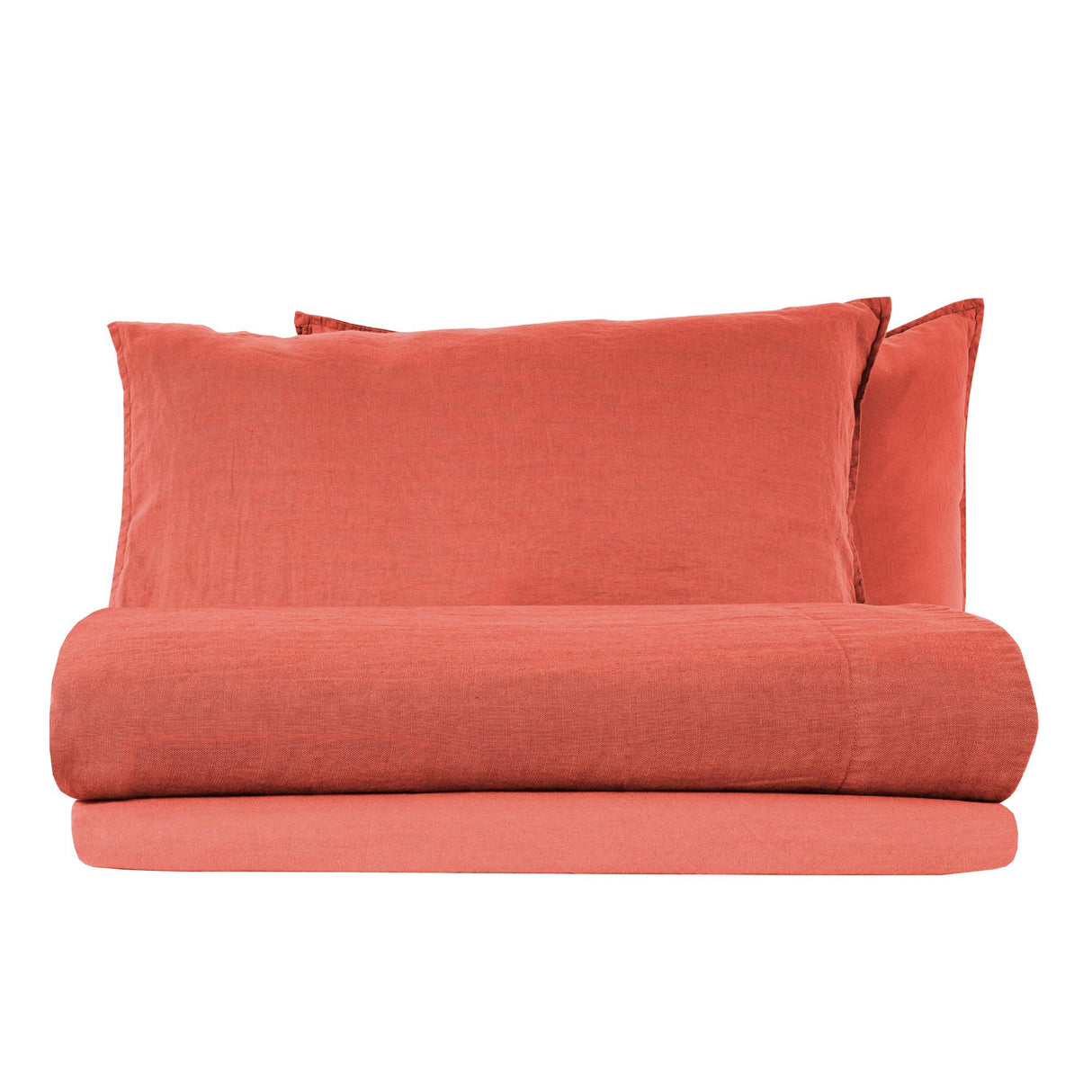 Completo Lenzuola in Lino StoneWashed No Stiro - Exclusive Lenzuola Lisola Singola Pepe Rosa