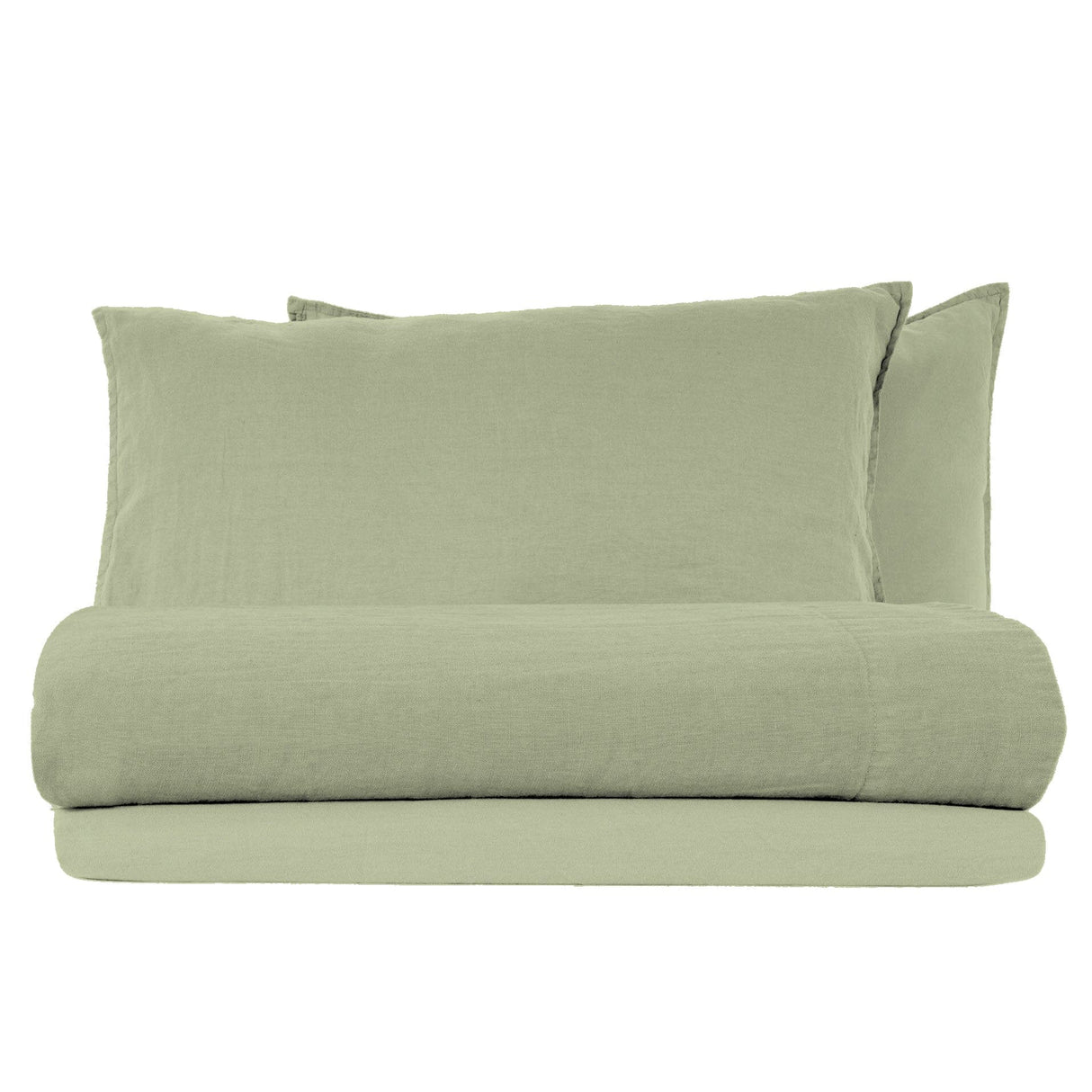 Completo Lenzuola in Lino StoneWashed No Stiro - Exclusive Lenzuola Lisola Stone Singolo Mela