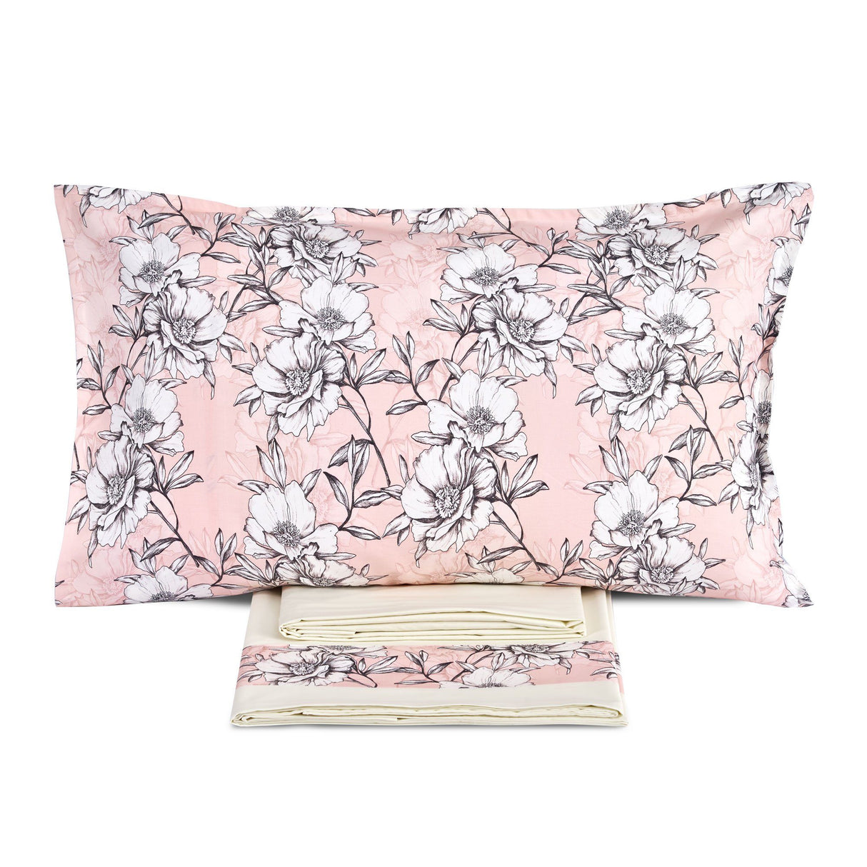 Completo Lenzuola in Puro Cotone con Balza in Raso - Heaven Lenzuola Lisola Matrimoniale Rosa