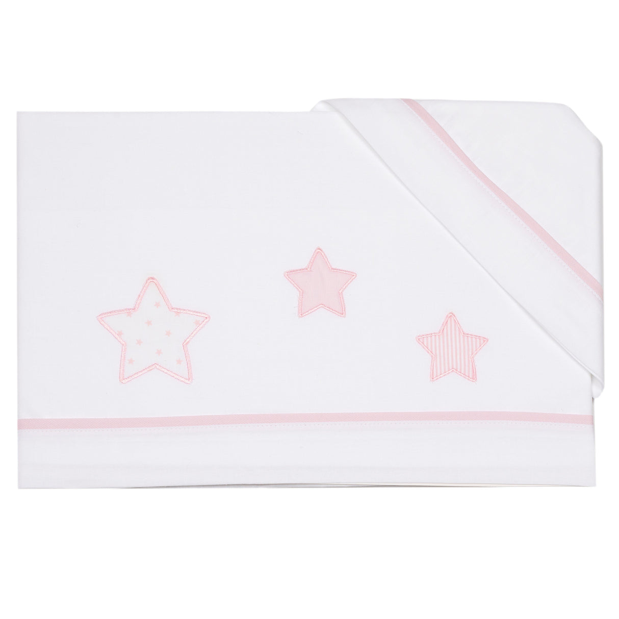 Completo Lenzuolino per Lettino in Puro Cotone Ricamato - Petit Etoile Completo Lenzuolino Lisola Baby Rosa