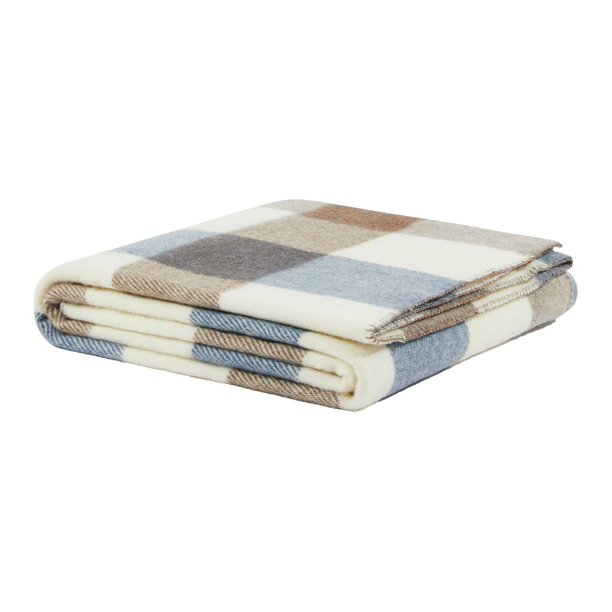 Coperta in Pura Lana Vergine Fantasia Check - Adamello Check Coperta Lanerossi Singolo Beige/Blu