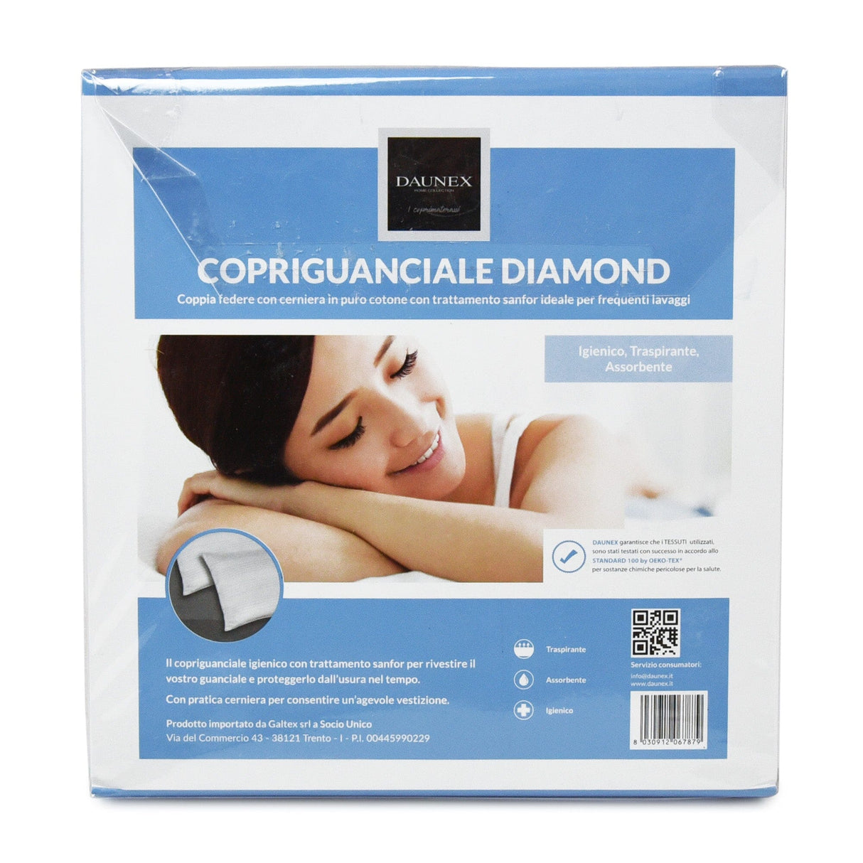 Coppia Copriguanciali Fasciati in Puro Cotone - Diamond Copriguanciali Daunex