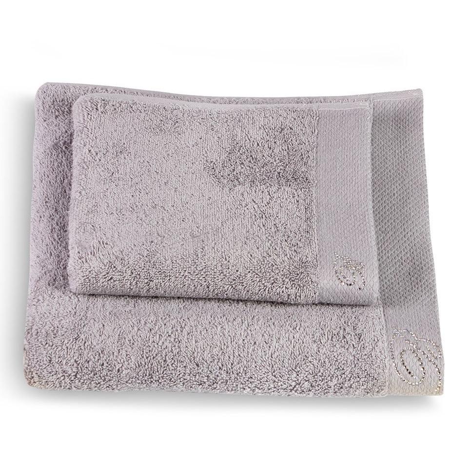 Coppia di Asciugamani in Puro Cotone Tinta Unita - Blumarine Coppia di spugna Blumarine Grigio