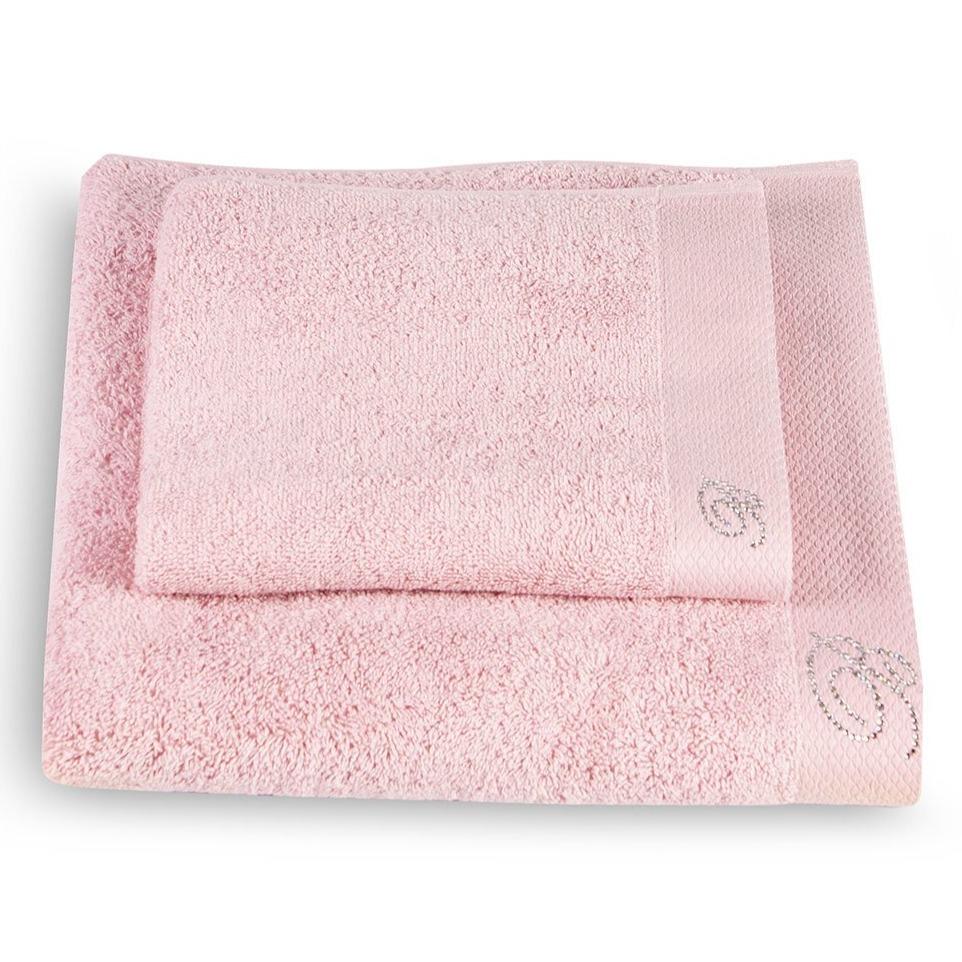 Coppia di Asciugamani in Puro Cotone Tinta Unita - Blumarine Coppia di spugna Blumarine Rosa