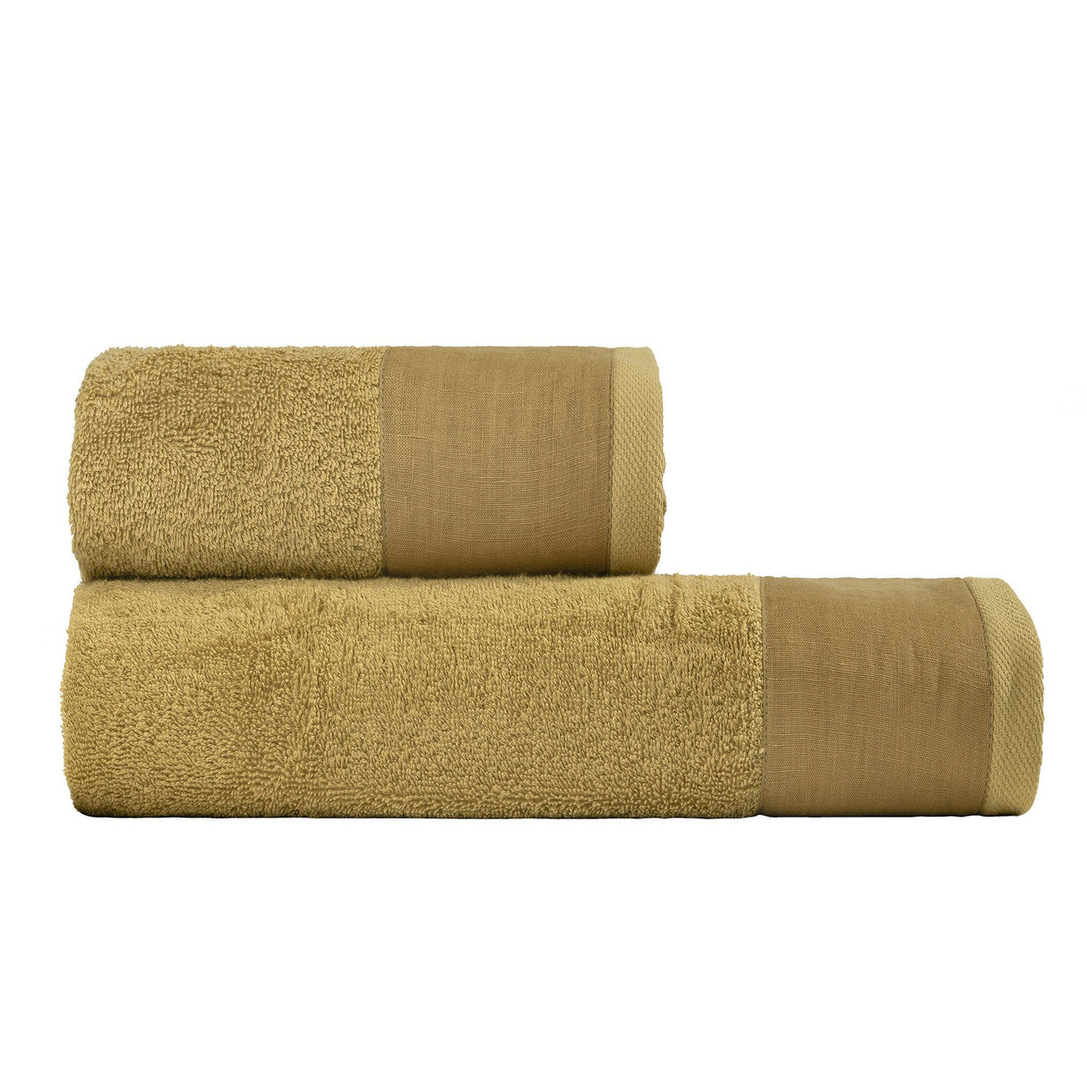 Coppia di Spugna con Balza in Lino StoneWashed - Loira Coppia di spugna Loft by BiancoPerla Giallo (Bronzo)