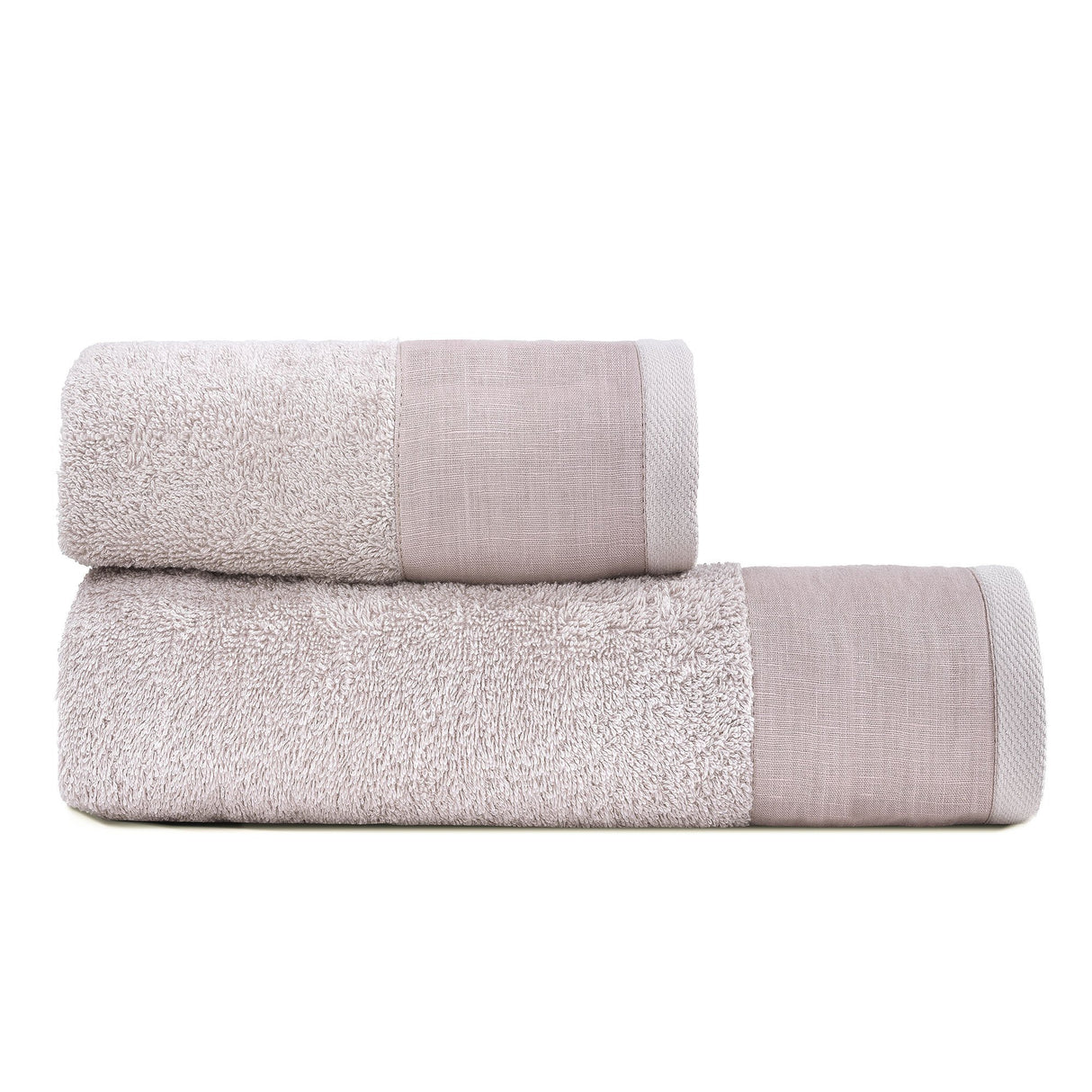 Coppia di Spugna con Balza in Lino StoneWashed - Loira Coppia di spugna Loft by BiancoPerla Rosa (Incenso)