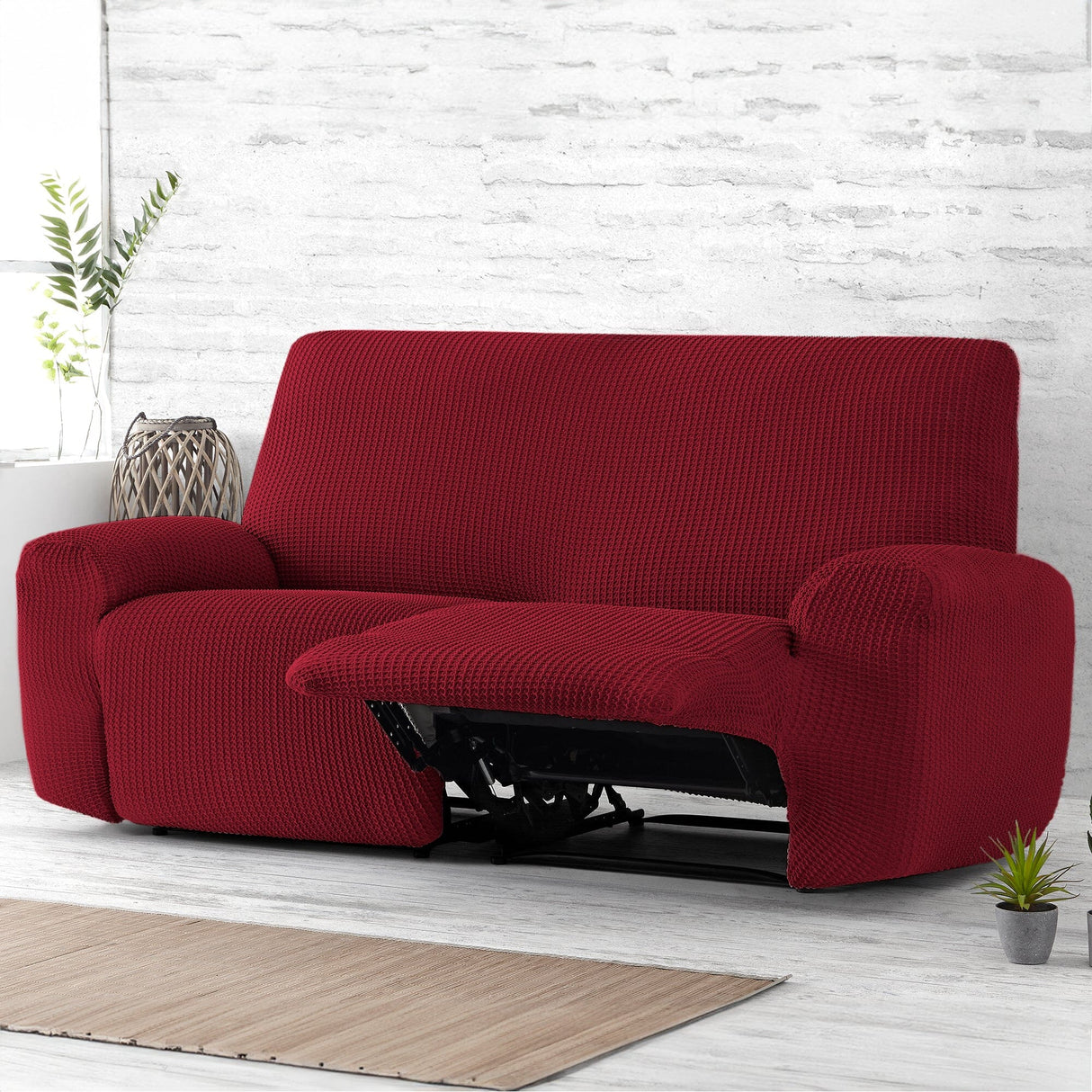 Copridivano Elastico Sagomato per Divano Reclinabile in Tessuto Jacquard - Milos Copridivano Belmarti Copridivano (2 Posti) Rosso