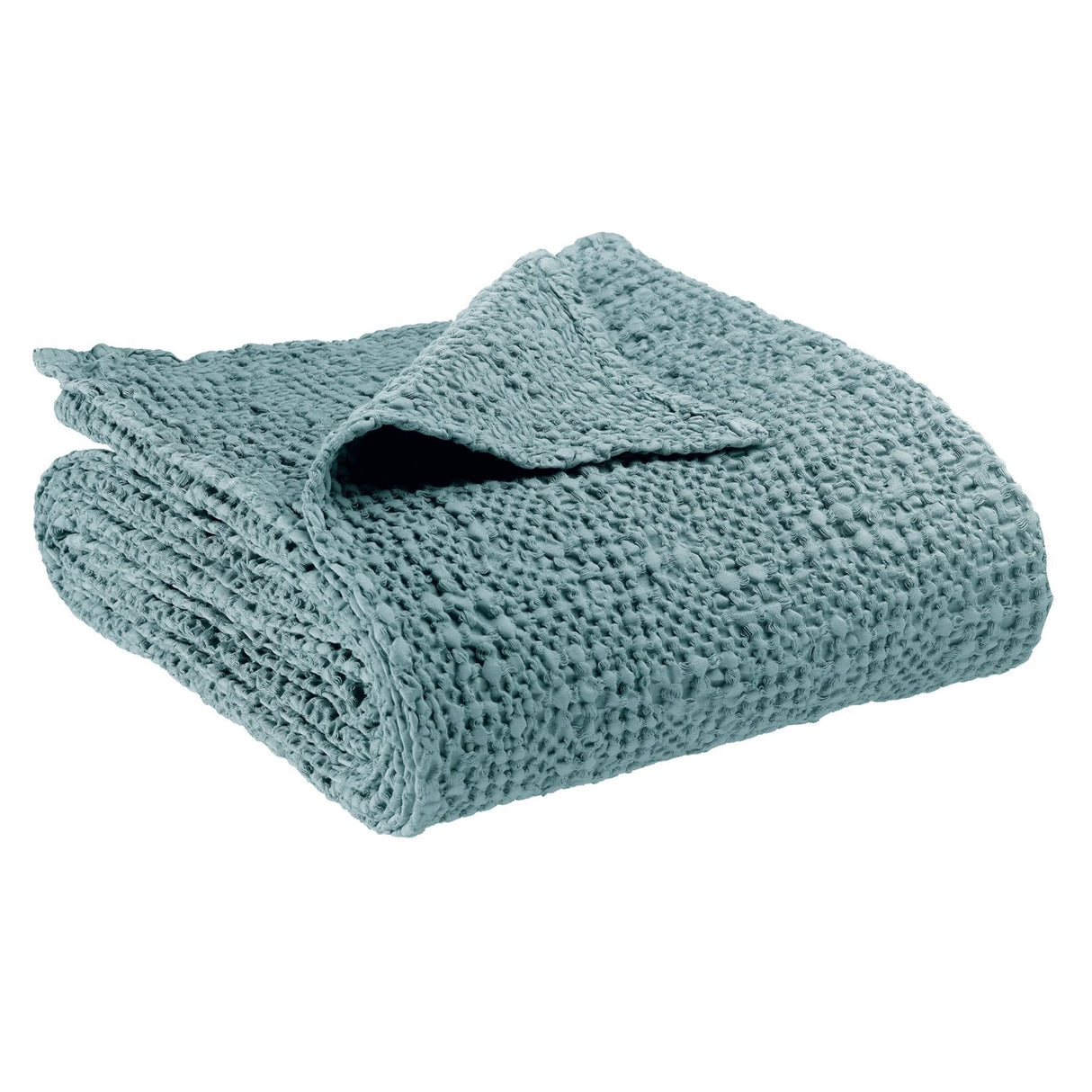 Copriletto a Nido D'Ape StoneWashed in Cotone Tinta Unita - Tana Copriletto Vivaraise Singolo Acqua