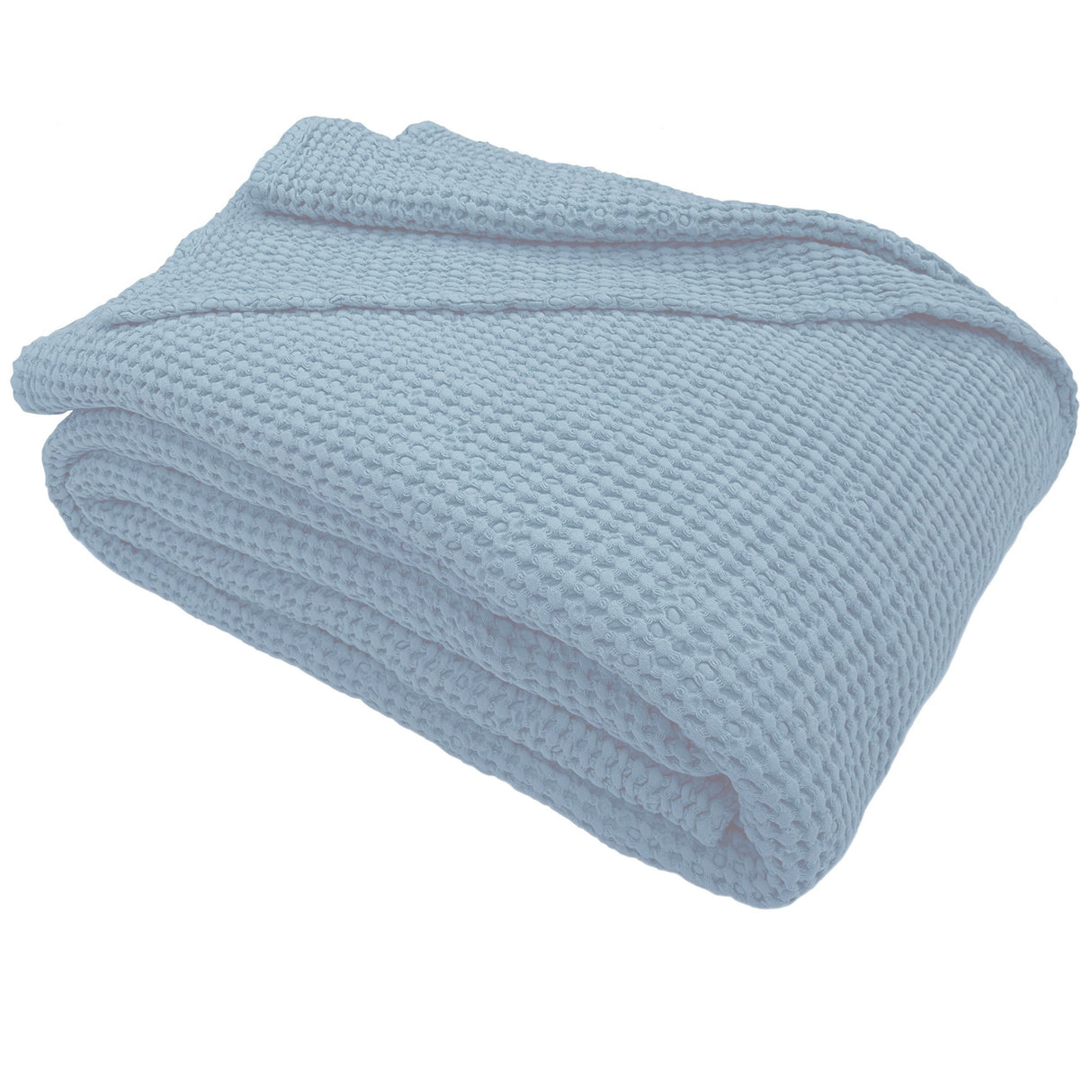 Copriletto in Cotone a Nido d'Ape StoneWashed No Stiro - Anthony Copriletto Bianca Singolo Azzurro