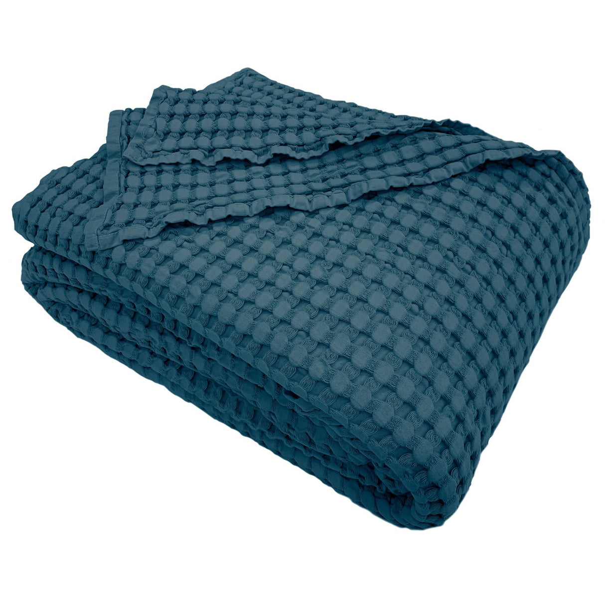 Copriletto di Cotone a Nido d'Ape StoneWashed No Stiro - Chaltony Copriletto Bianca Singolo Denim
