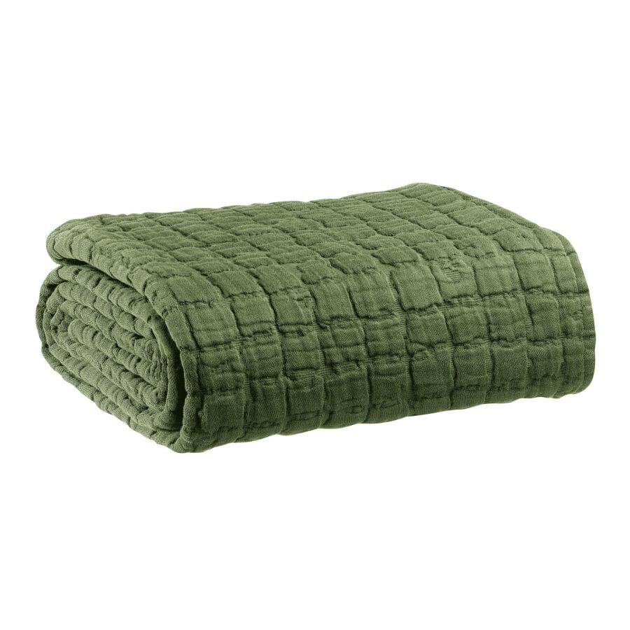 Copriletto in puro Cotone Stonewashed tinta unita - Swami Copriletto Vivaraise Singolo Verde Oliva
