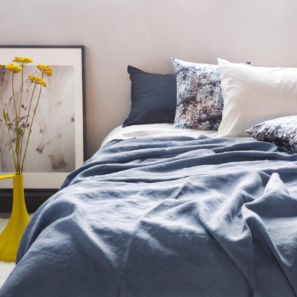 Copriletto Puro LINO StoneWashed NO Stiro - Grafite Copriletto Loft by BiancoPerla