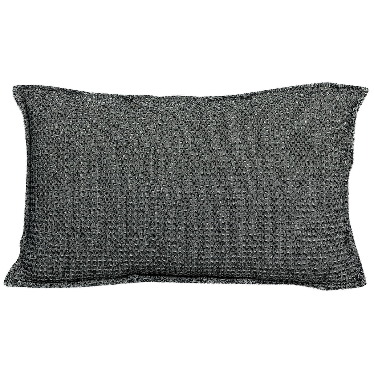 Cuscino a Nido D'Ape Chambray StoneWashed in Cotone Tinta Unita - Maia Chambray Cuscino Vivaraise 30x50 Carbone