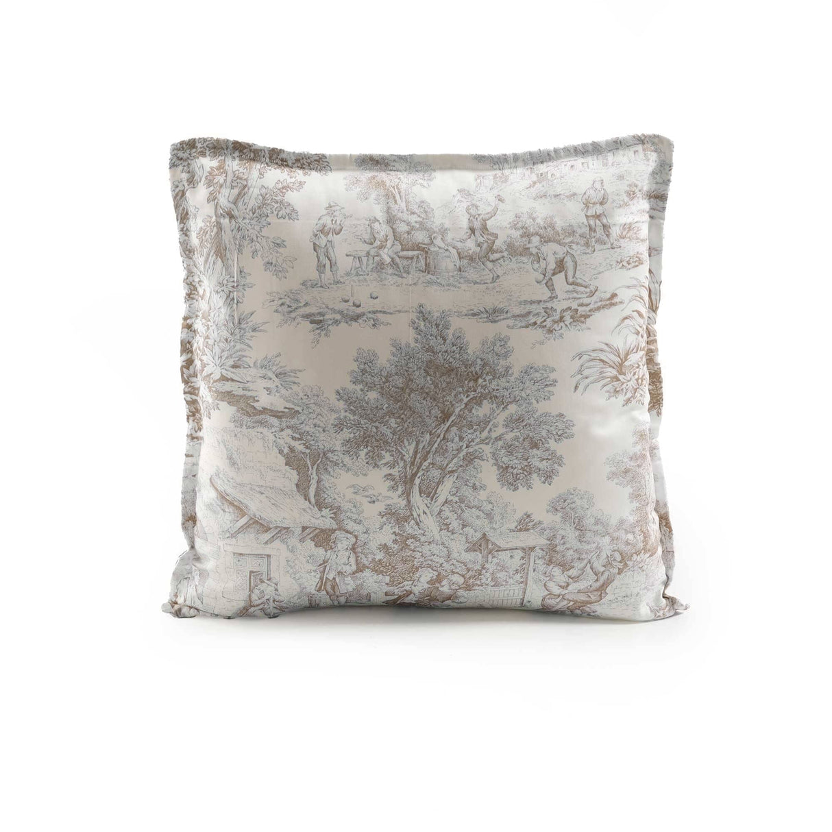 Cuscino Arredo in Percalle di Cotone Stampa Toile de Jouy - Jouy Cuscini Arredo Lisola Beige