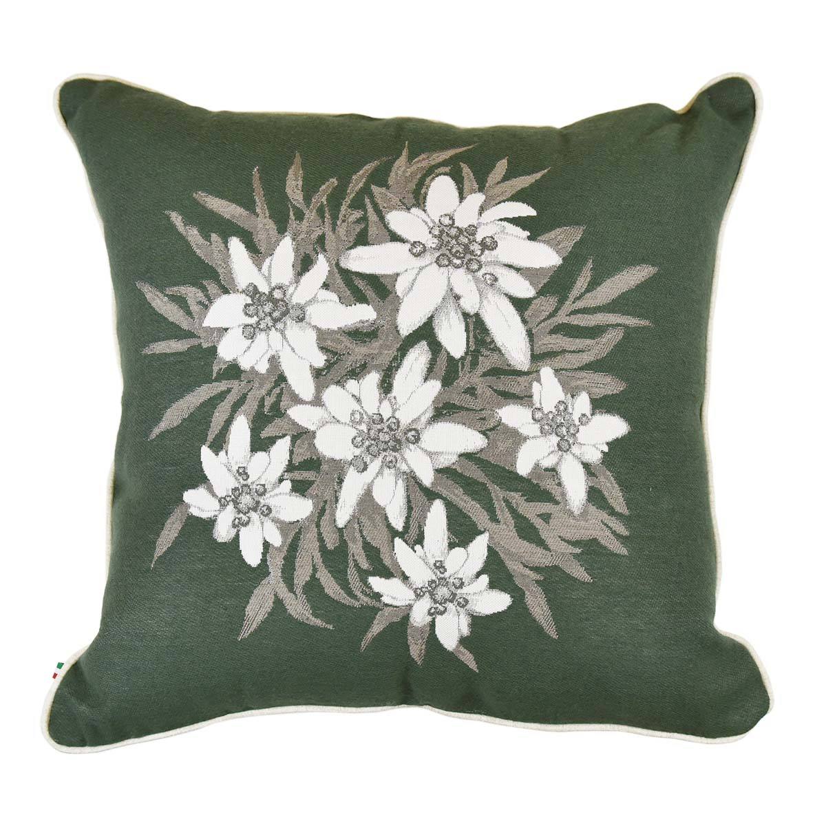 Cuscino Arredo in Puro Cotone con Fantasia Floreale - Stella Alpina Cuscini Arredo Daunex Verde