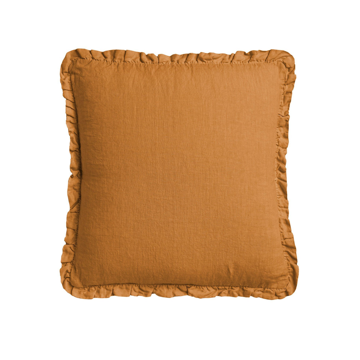 Cuscino in Puro Lino Stonewashed Tinta Unita con Balza - River Cuscini Arredo Lisola Ambra