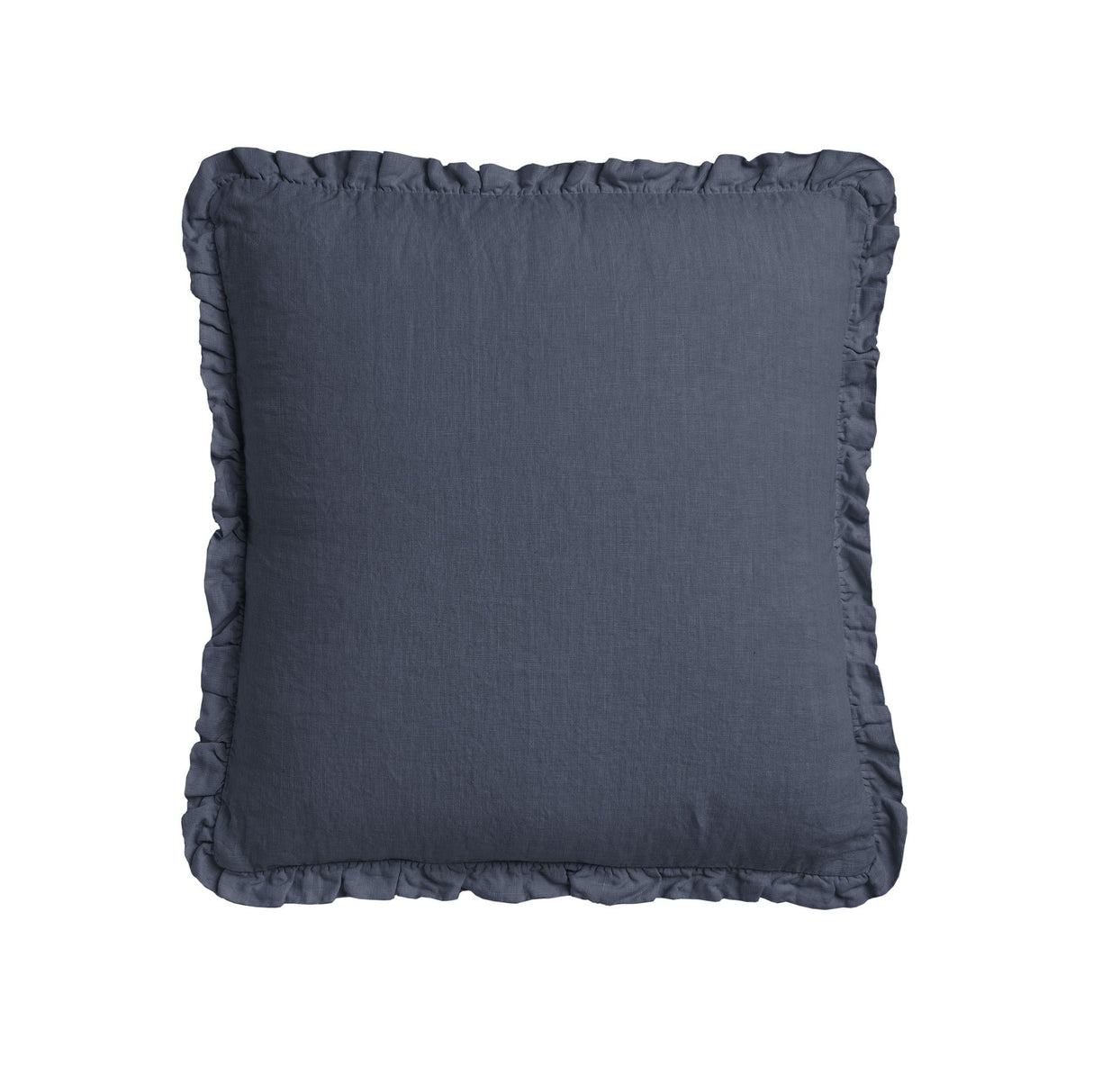 Cuscino in Puro Lino Stonewashed Tinta Unita con Balza - River Cuscini Arredo Lisola Denim