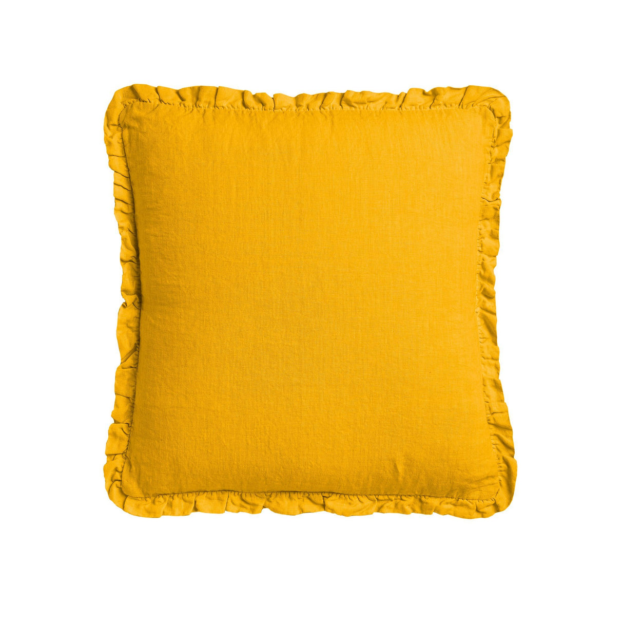 Cuscino in Puro Lino Stonewashed Tinta Unita con Balza - River Cuscini Arredo Lisola Oro
