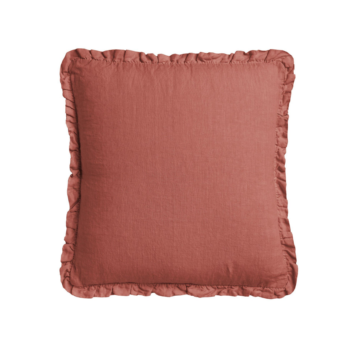 Cuscino in Puro Lino Stonewashed Tinta Unita con Balza - River Cuscini Arredo Lisola Valenza