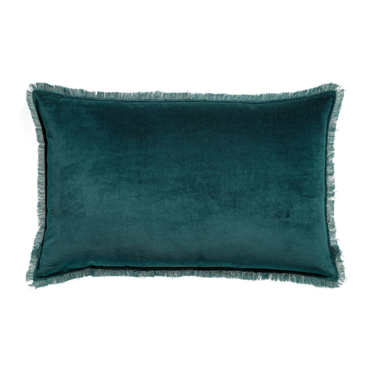 Cuscino in Puro Cotone Vellutato a Frange Tinta Unita - Fara Cuscino Vivaraise 30x50 Verde