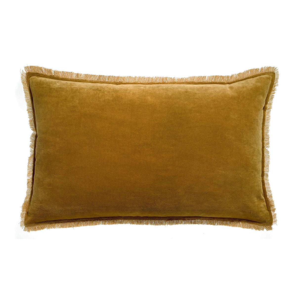 Cuscino in Puro Cotone Vellutato a Frange Tinta Unita - Fara Cuscino Vivaraise 40x65 Bronzo