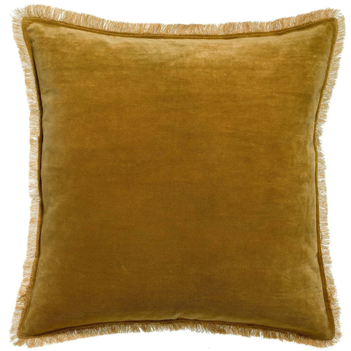 Cuscino in Puro Cotone Vellutato a Frange Tinta Unita - Fara Cuscino Vivaraise 45x45 Bronzo